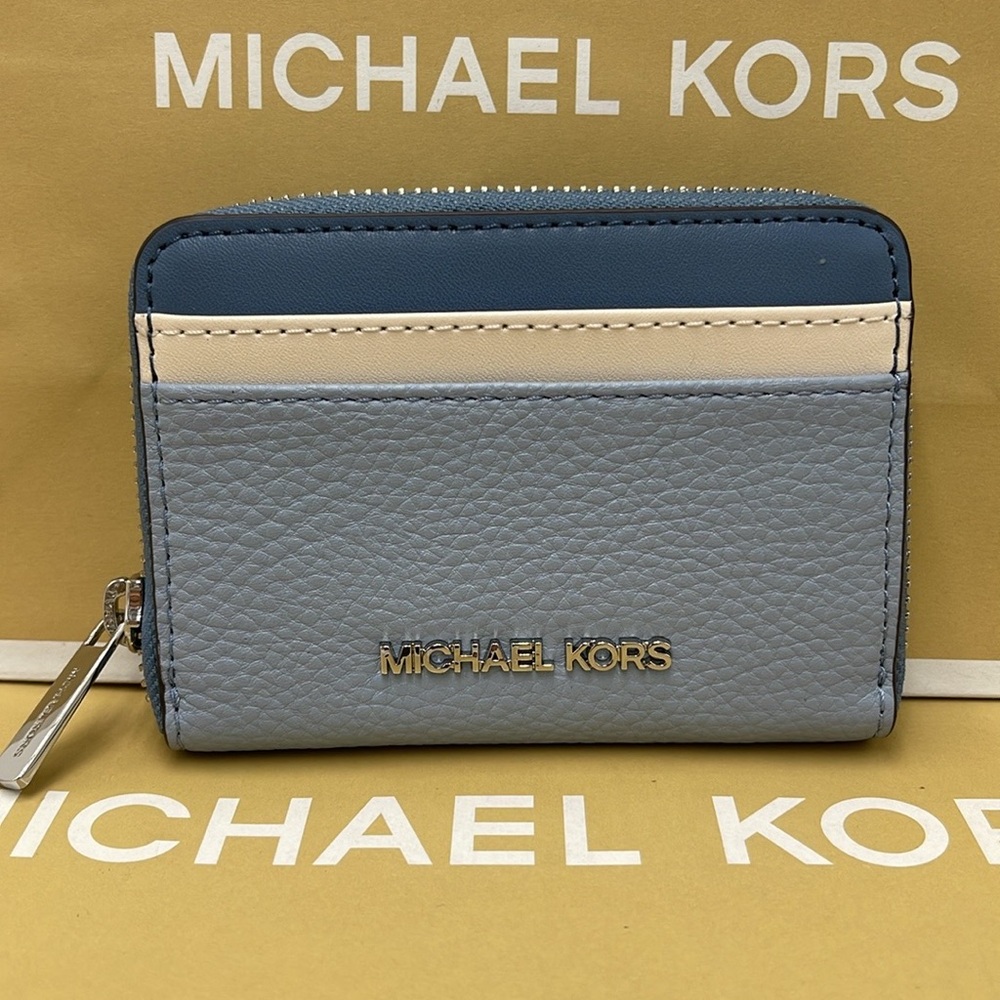 Michael Kors Jet Set Travel Md Zip Around Color-Block Wallet Card Case
 Pale Bl